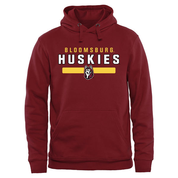 Men NCAA Bloomsburg Huskies Team Strong Pullover Hoodie Garnet